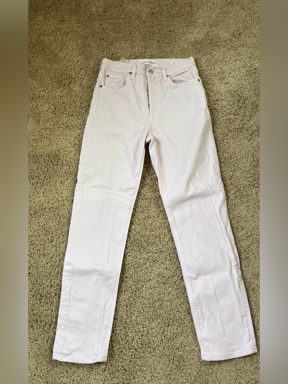 Denim Forum Pale Pink High-Rise Straight Jeans